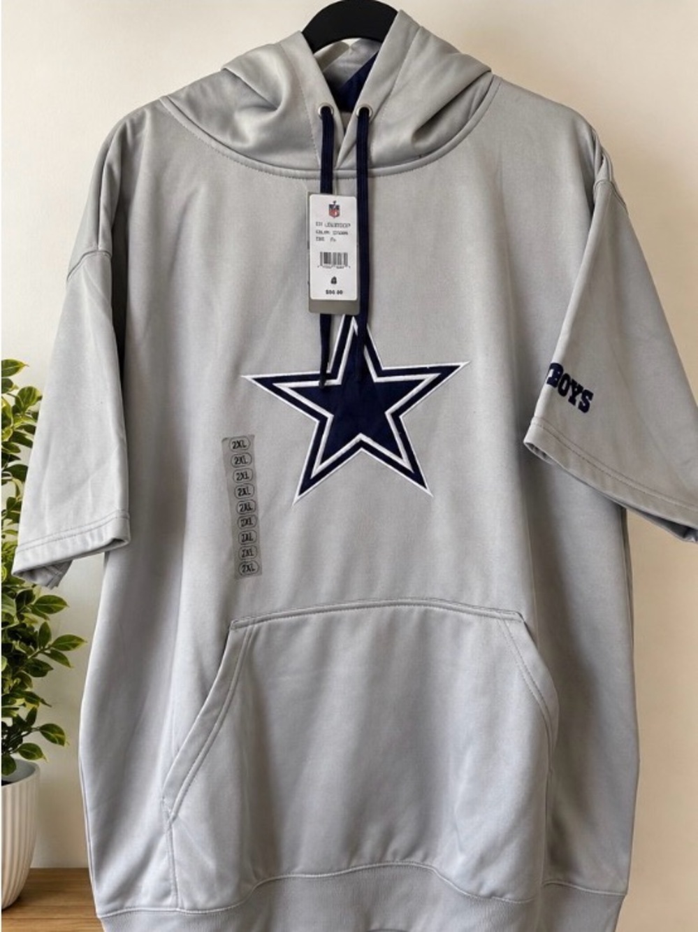 NFL Kids Dallas Cowboys Light Gray Short-Sleeve Hoodie with Navy Star